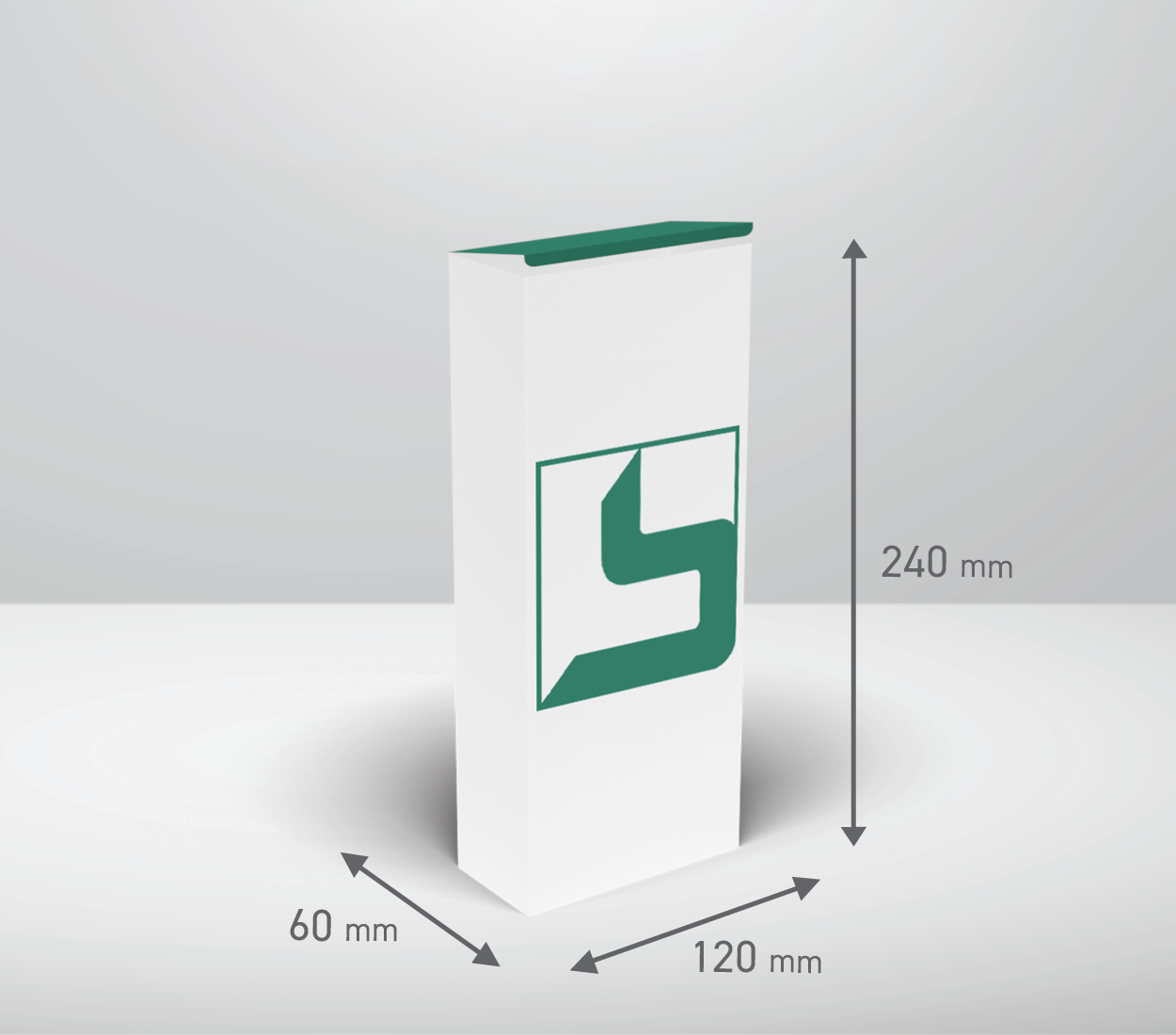 Škatla - pravokotnik: 120x60x240 mm (D1).