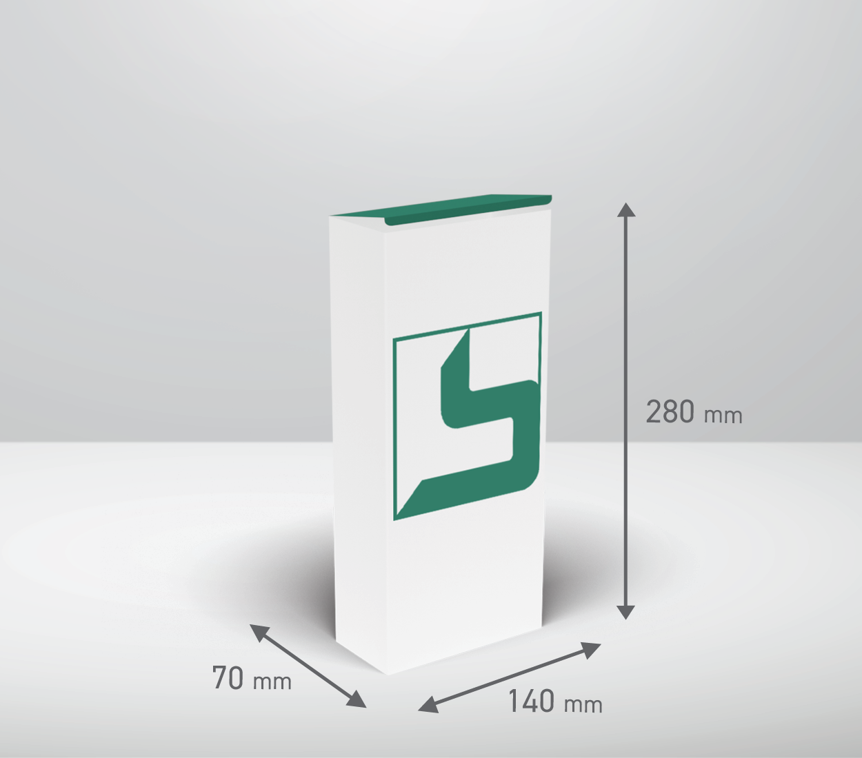 Škatla - pravokotnik: 140x70x280 mm (D1).