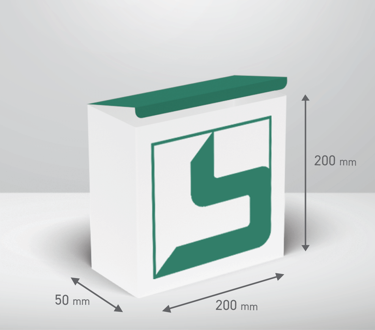 Škatla - kvadrat: 200x50x200 mm (D1).