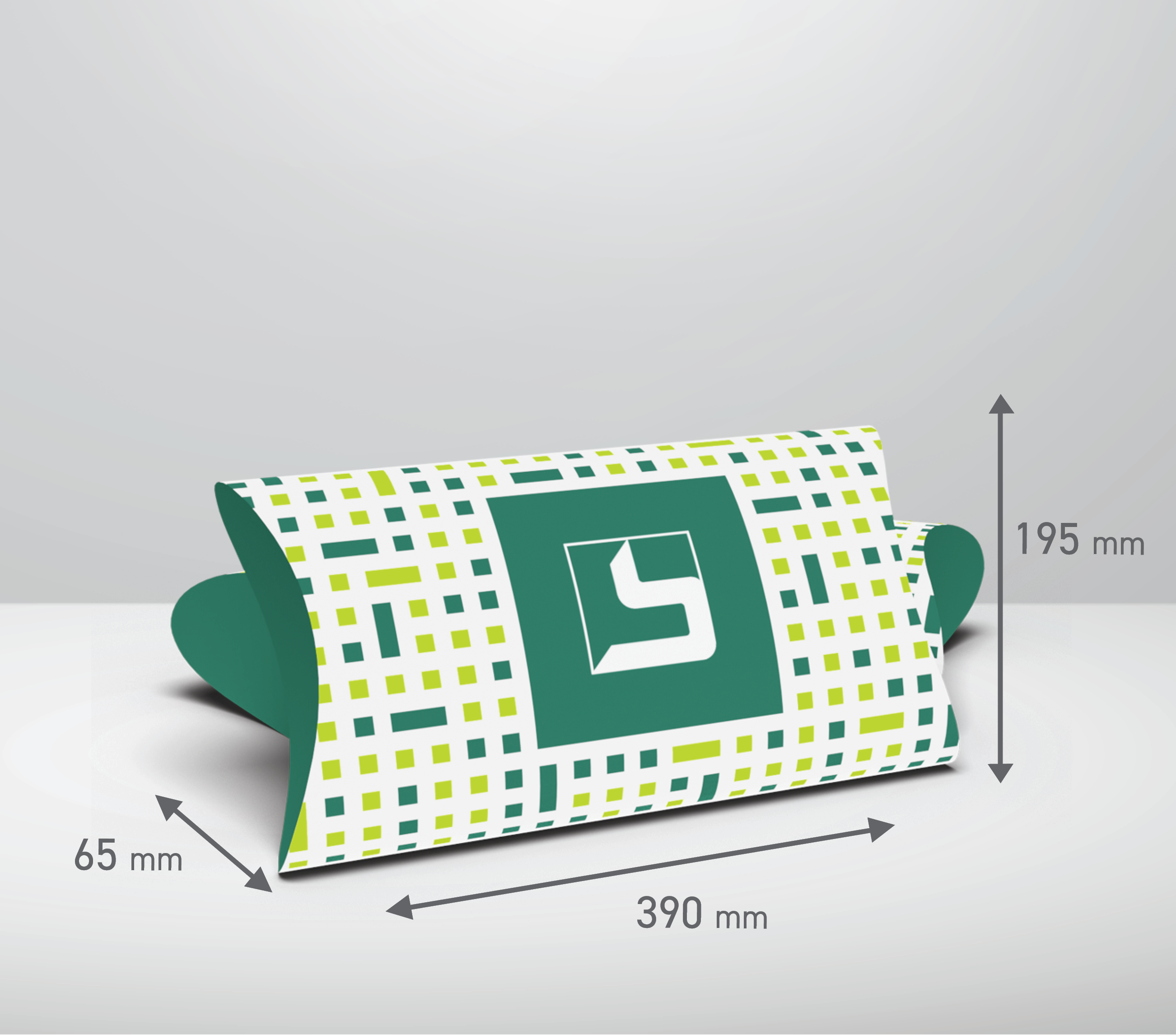 Pillow box: 390x195x65 mm (D1)