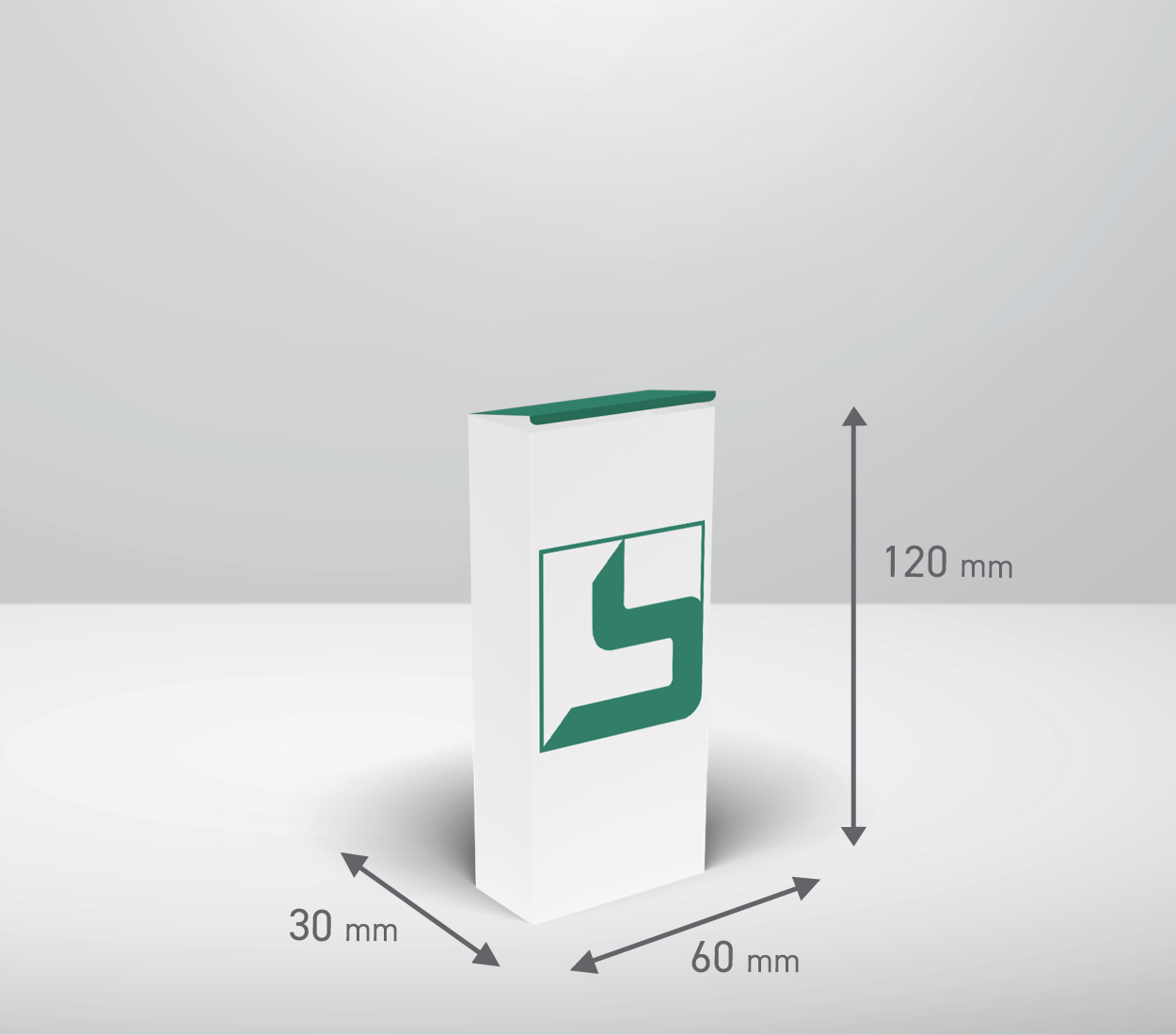 Škatla - pravokotnik: 60x30x120 mm (D6).