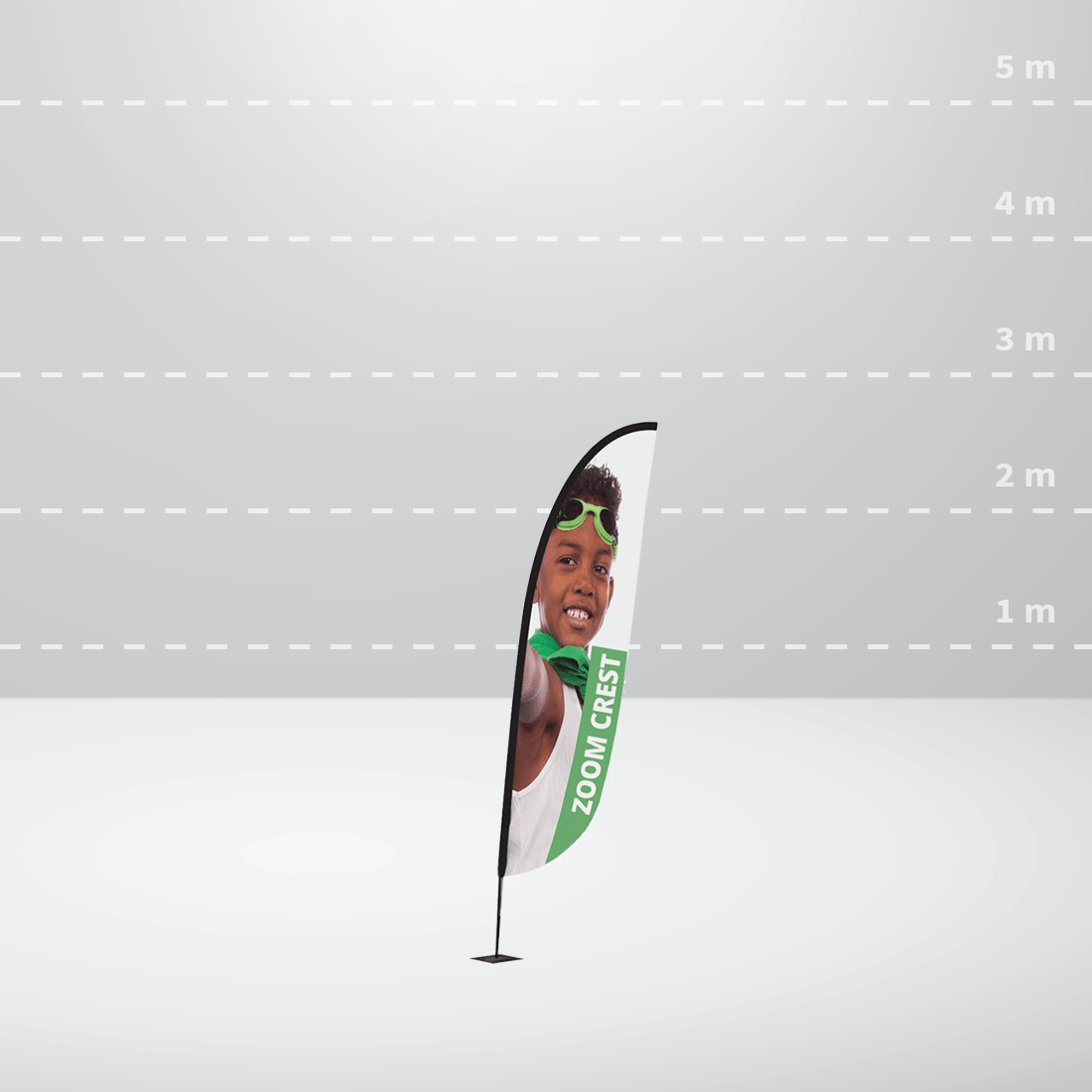 Beach flag ZOOM+ SMALL CREST: 550x2600 mm / UF-ZM-SM-01