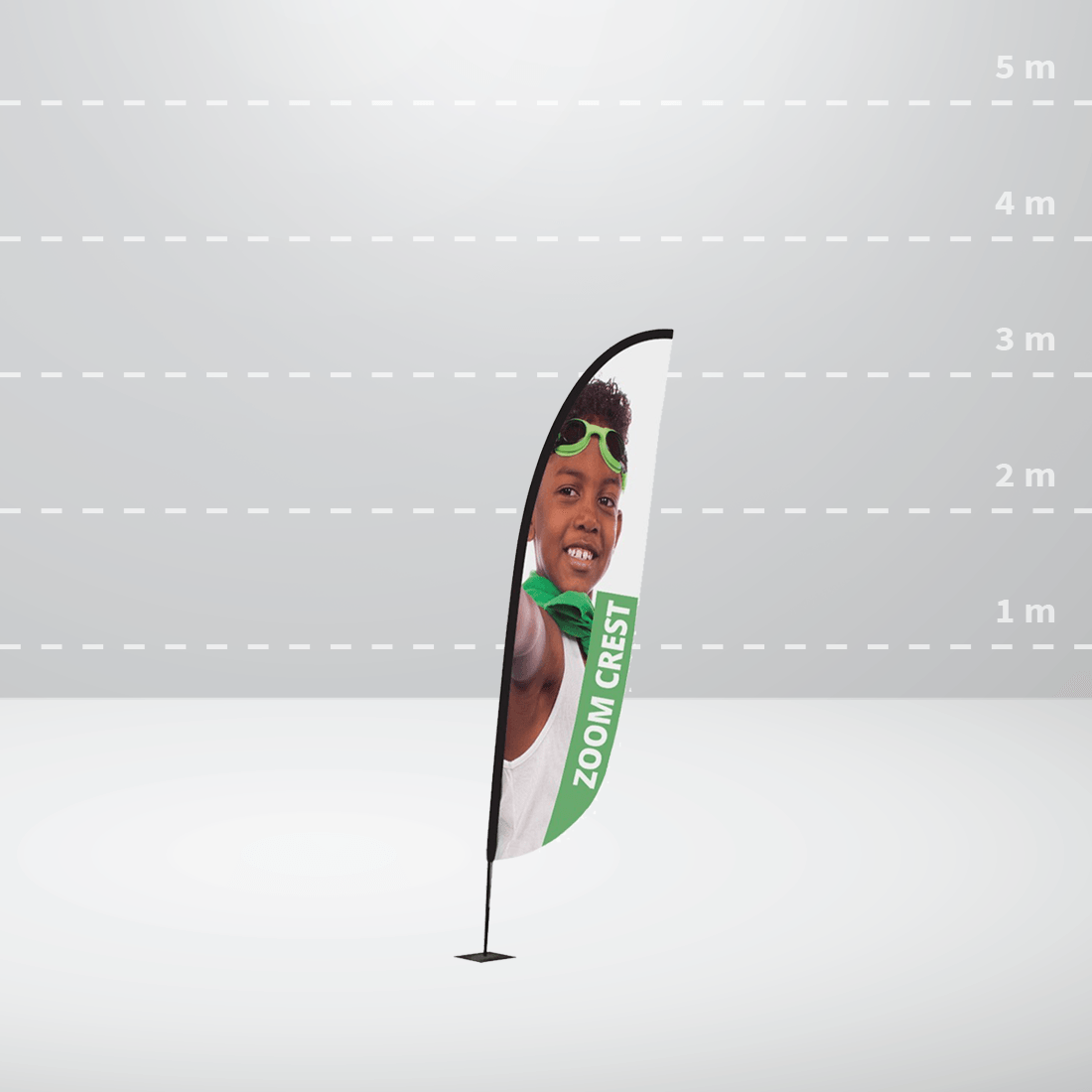 Beach flag ZOOM+ MEDIUM CREST: 600x3200 mm / UF-ZM-ME-01