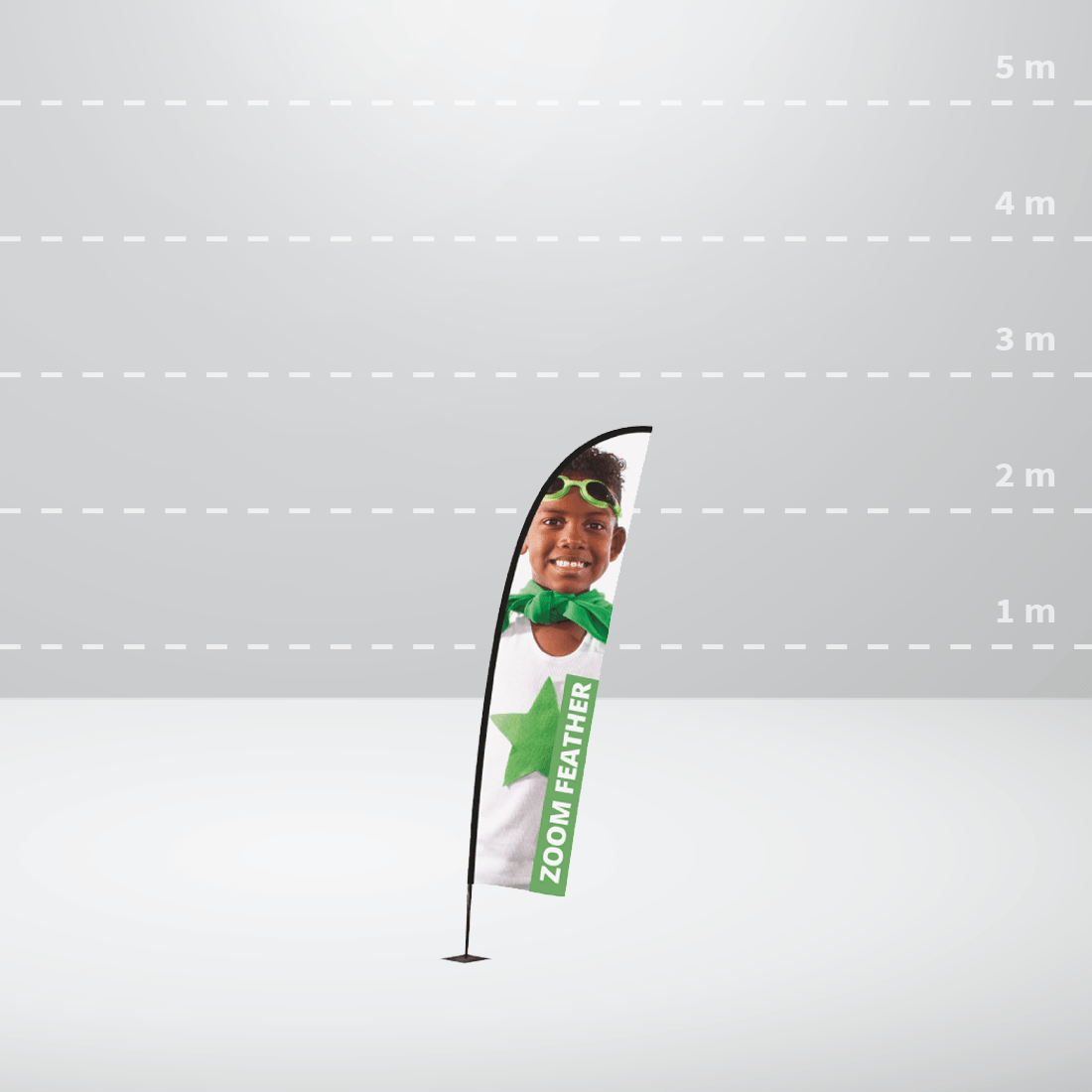 Beach flag ZOOM+ SMALL FEATHER: 550x2600 mm / UF-ZM-SM-01