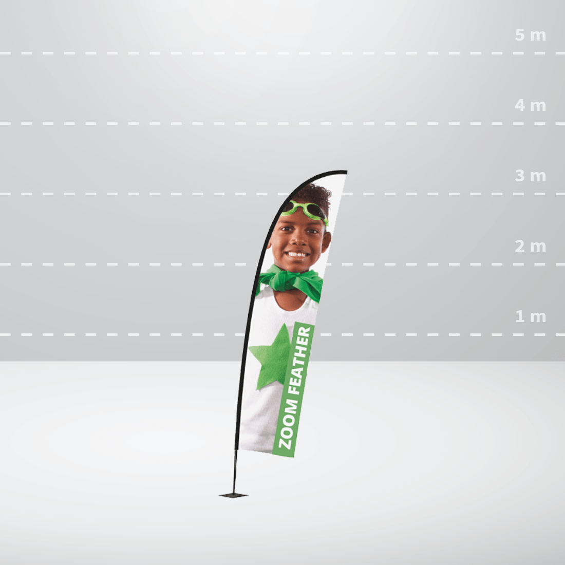 Beach flag ZOOM+ MEDIUM FEATHER: 600x3200 mm / UF-ZM-ME-01